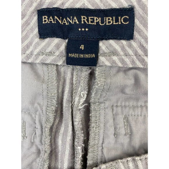 Banana Republic Women's Size 4 Gray Striped Linen Blend Button Flat Front Shorts - Picture 4 of 7